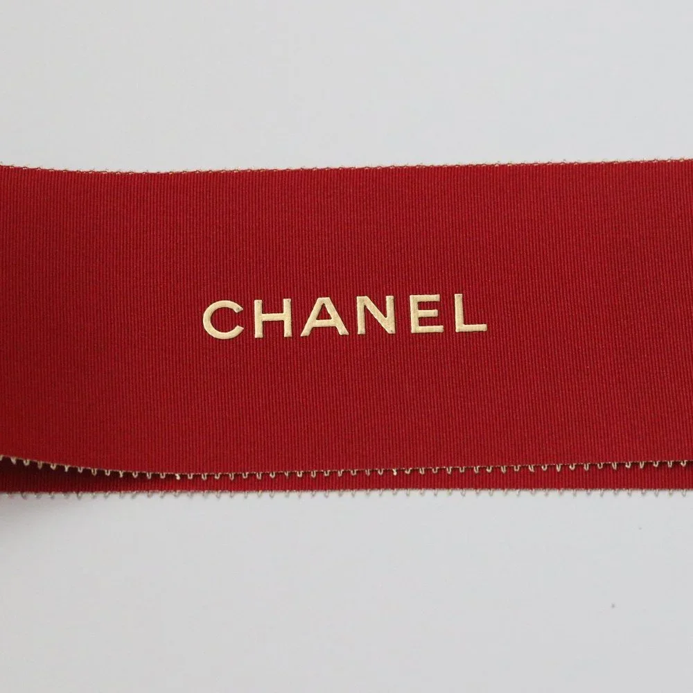 CHANEL Red & Golden Ribbon Gift Wrap Craft